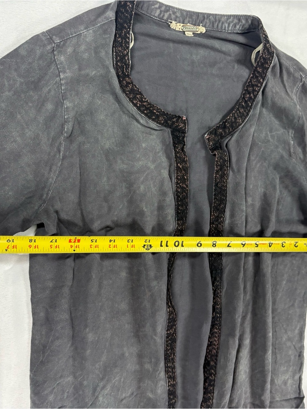 Free People XL Gray Embroidered Longline Open Front Cardigan - Picture 5 of 5